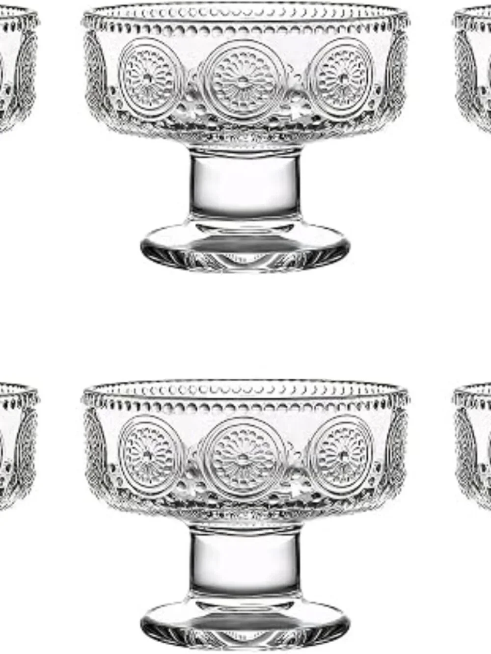Ice Cream Cups, Glass Dessert Bowls Set of 5